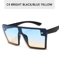 Oversized Square Sunglasses Women Flat Top Red Black Clear Lens One Piece Men Gafas Shade Mirror UV400