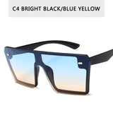 Oversized Square Sunglasses Women Flat Top Red Black Clear Lens One Piece Men Gafas Shade Mirror UV400