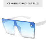 Oversized Square Sunglasses Women Flat Top Red Black Clear Lens One Piece Men Gafas Shade Mirror UV400