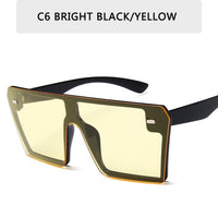 Oversized Square Sunglasses Women Flat Top Red Black Clear Lens One Piece Men Gafas Shade Mirror UV400