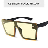 Oversized Square Sunglasses Women Flat Top Red Black Clear Lens One Piece Men Gafas Shade Mirror UV400