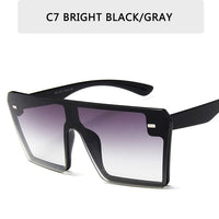 Oversized Square Sunglasses Women Flat Top Red Black Clear Lens One Piece Men Gafas Shade Mirror UV400