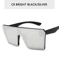 Oversized Square Sunglasses Women Flat Top Red Black Clear Lens One Piece Men Gafas Shade Mirror UV400