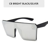 Oversized Square Sunglasses Women Flat Top Red Black Clear Lens One Piece Men Gafas Shade Mirror UV400