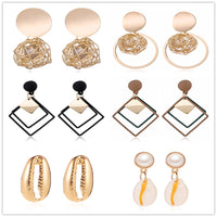 Strip Black White Round Drop Earrings Gold Natural Stone Statement Earrings Earring Women