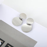 Strip Black White Round Drop Earrings Gold Natural Stone Statement Earrings Earring Women