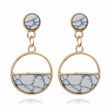 Strip Black White Round Drop Earrings Gold Natural Stone Statement Earrings Earring Women