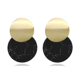 Strip Black White Round Drop Earrings Gold Natural Stone Statement Earrings Earring Women