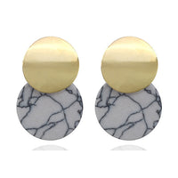 Strip Black White Round Drop Earrings Gold Natural Stone Statement Earrings Earring Women