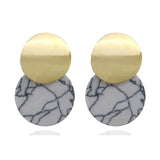 Strip Black White Round Drop Earrings Gold Natural Stone Statement Earrings Earring Women