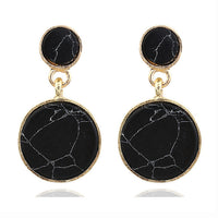 Strip Black White Round Drop Earrings Gold Natural Stone Statement Earrings Earring Women