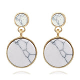 Strip Black White Round Drop Earrings Gold Natural Stone Statement Earrings Earring Women