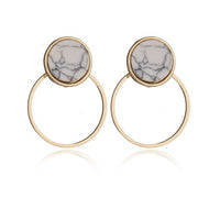 Strip Black White Round Drop Earrings Gold Natural Stone Statement Earrings Earring Women