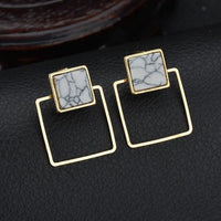 Strip Black White Round Drop Earrings Gold Natural Stone Statement Earrings Earring Women