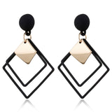 Strip Black White Round Drop Earrings Gold Natural Stone Statement Earrings Earring Women