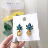 Crystal Pineapple Shaped Stud Earrings for Women Puck Earrings