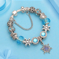 Silver Snowflake Wing Bracelets Bangles for Women Heart Charm Bracelets Flower Jewelry Bracelet