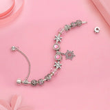 Silver Snowflake Wing Bracelets Bangles for Women Heart Charm Bracelets Flower Jewelry Bracelet