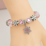 Silver Snowflake Wing Bracelets Bangles for Women Heart Charm Bracelets Flower Jewelry Bracelet