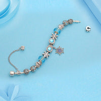 Silver Snowflake Wing Bracelets Bangles for Women Heart Charm Bracelets Flower Jewelry Bracelet