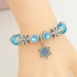 Silver Snowflake Wing Bracelets Bangles for Women Heart Charm Bracelets Flower Jewelry Bracelet