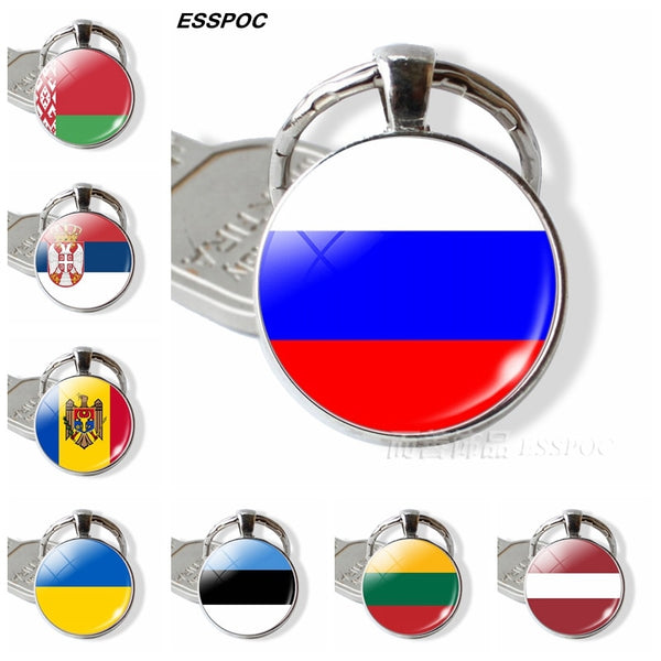 Russia Flag Keychain Eastern European Country Flag Key Chain Ukraine Belarus Estonia Latvia Lithuania Moldova Flag Gifts