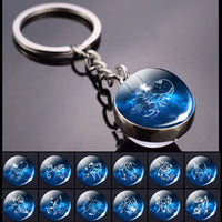 Birthday Gifts 12 Constellation Keychain Zodiac Signs Double Side Cabochon Glass Ball Keychain Constellation