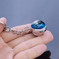 Birthday Gifts 12 Constellation Keychain Zodiac Signs Double Side Cabochon Glass Ball Keychain Constellation