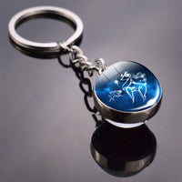 Birthday Gifts 12 Constellation Keychain Zodiac Signs Double Side Cabochon Glass Ball Keychain Constellation