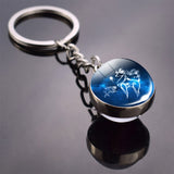 Birthday Gifts 12 Constellation Keychain Zodiac Signs Double Side Cabochon Glass Ball Keychain Constellation