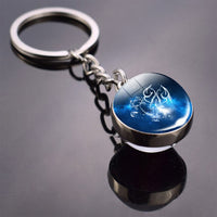 Birthday Gifts 12 Constellation Keychain Zodiac Signs Double Side Cabochon Glass Ball Keychain Constellation