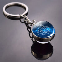 Birthday Gifts 12 Constellation Keychain Zodiac Signs Double Side Cabochon Glass Ball Keychain Constellation