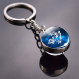 Birthday Gifts 12 Constellation Keychain Zodiac Signs Double Side Cabochon Glass Ball Keychain Constellation