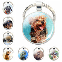 Lovely Dog Keychain Shiba Inu Dog Picture Keychain Glass Cabochon Pendant Metal Ring Keyring Dog Lover Gift Dropshipping