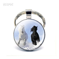 Horse Keychain Lovely Horse Glass Cabochon Key chain Horse Jewelry Animal Key Pendant for Men Women Christmas Gifts Dropshipping