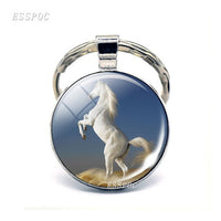 Horse Keychain Lovely Horse Glass Cabochon Key chain Horse Jewelry Animal Key Pendant for Men Women Christmas Gifts Dropshipping