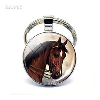 Horse Keychain Lovely Horse Glass Cabochon Key chain Horse Jewelry Animal Key Pendant for Men Women Christmas Gifts Dropshipping