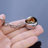 Fox Keychain Lovely Fox Picture Glass Ball Keychain Double Side Cabochon Glass Metal Keyring Christmas Gift for Men for Women