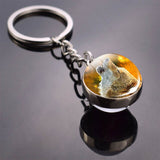 Fox Keychain Lovely Fox Picture Glass Ball Keychain Double Side Cabochon Glass Metal Keyring Christmas Gift for Men for Women