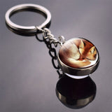 Fox Keychain Lovely Fox Picture Glass Ball Keychain Double Side Cabochon Glass Metal Keyring Christmas Gift for Men for Women