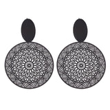 Handmade Geometric Wooden Big Hollow Out Square Rattan Straw Weave Drop Earrings for Women