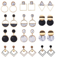 Statement Earrings for Women With White Black Natural Stones Handmade Earring