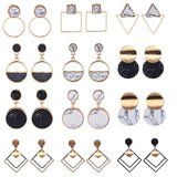 Statement Earrings for Women With White Black Natural Stones Handmade Earring