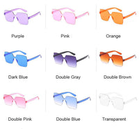 Rimless Square Sunglasses Women Shades Sun Glasses Female Pink