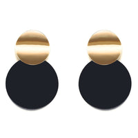 Black Round Metal Earring for Women Gold Shiny Smooth Long Drop Earrings Statement Bijoux