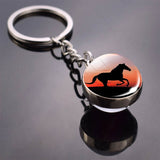 Horse Keychain Horse Picture Glass Ball Keychain Double Side Glass Cabochon Cabochon Glass Pendant Metal Keyring Animal Jewelry