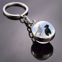 Horse Keychain Horse Picture Glass Ball Keychain Double Side Glass Cabochon Cabochon Glass Pendant Metal Keyring Animal Jewelry