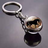 Horse Keychain Horse Picture Glass Ball Keychain Double Side Glass Cabochon Cabochon Glass Pendant Metal Keyring Animal Jewelry