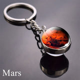 Solar System Planet Keychain Moon Earth Mars Galaxy Art Picture Cabochon Glass Ball Key Chain Universe For Men For Women