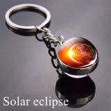 Solar System Planet Keychain Moon Earth Mars Galaxy Art Picture Cabochon Glass Ball Key Chain Universe For Men For Women